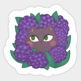 Cat in hydrangeas Sticker